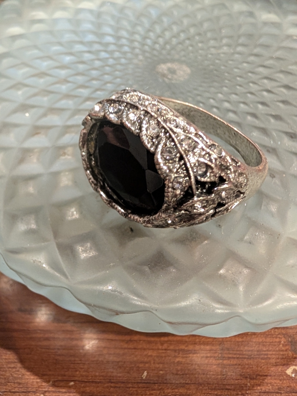 Chunky Textured Silver Tone Ring Size 10